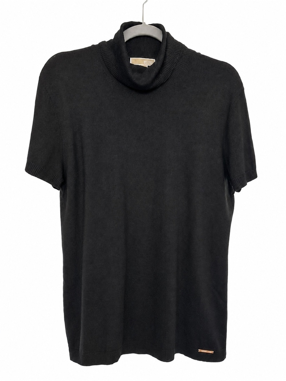 Michael Kors Black Short-Sleeve Turtleneck Sweater Top